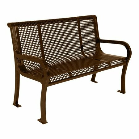 ULTRA SITE Lexington 4' Brown Perforated Bench with Backrest 51'' x 26 7/8'' x 35 1/2'' 38A954P4BR
